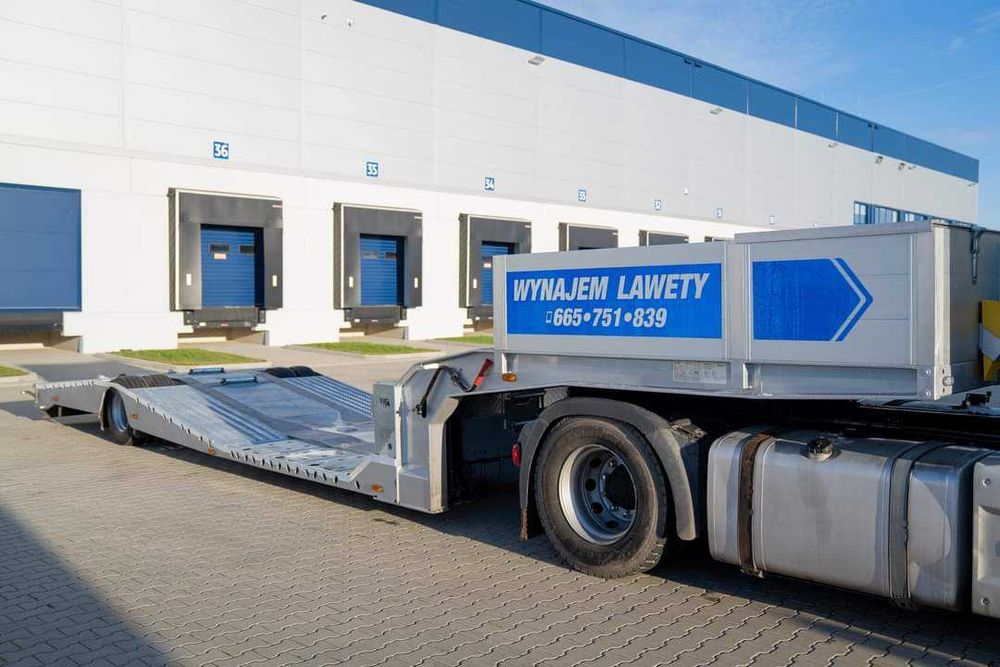 Wynajem naczepa niskopodwozie laweta TIR do przewozu sprzętów