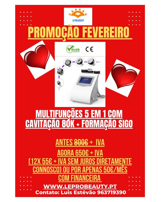 Multifunções 5 em 1 Cavitação 80k Radiofrequência + Curso