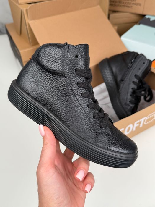 Кожаные детские кроссовки хайтопы Ecco Soft 31/33р