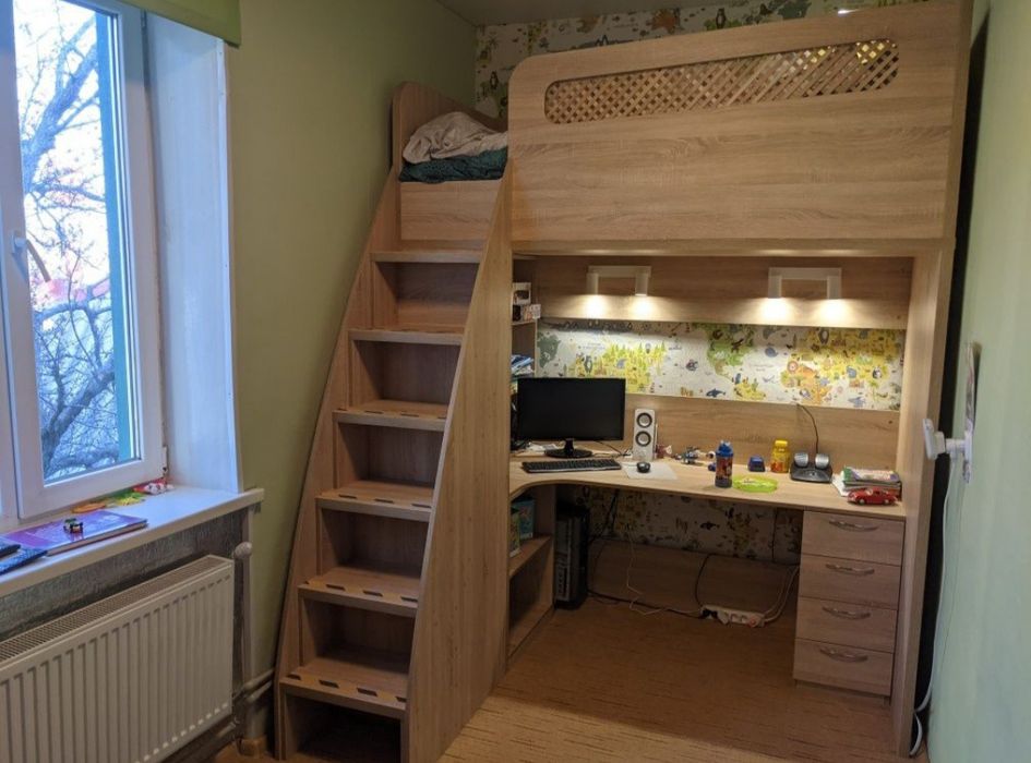 Двухъярусная детская/подростковая кровать - чердак - компьютерный стол