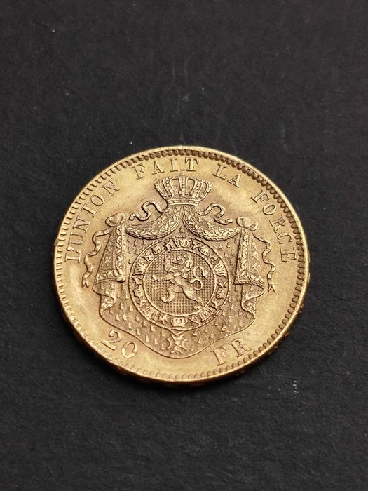 1882 - 20 Francos - Bélgica - Leopoldo II - Ouro