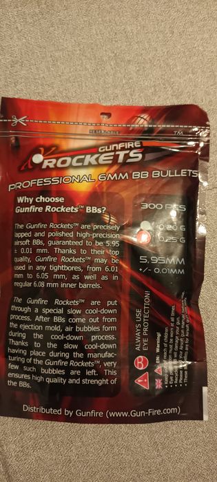Kulki Gunfire Rockets / Professional 6 mm BB Bullets  / Kule 0,25 G