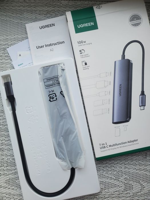 Адаптер хаб UGREEN 7 ports USB-C на 2 USB 3.0+HDMI+RJ45+USB-C+SD+Micro