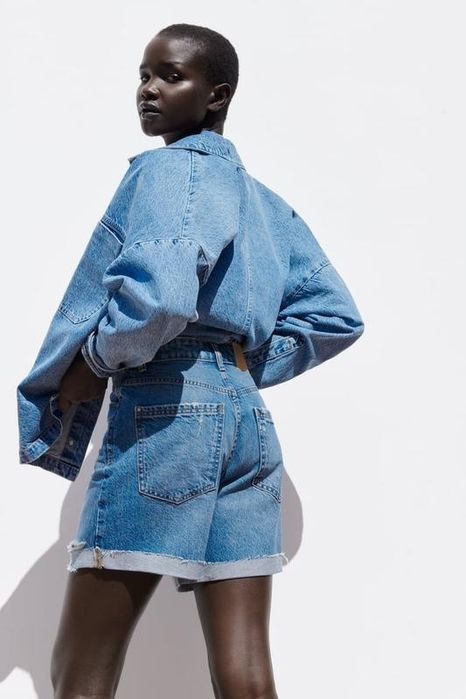 Джинсові шорти ZARA з високою талією mom fit
