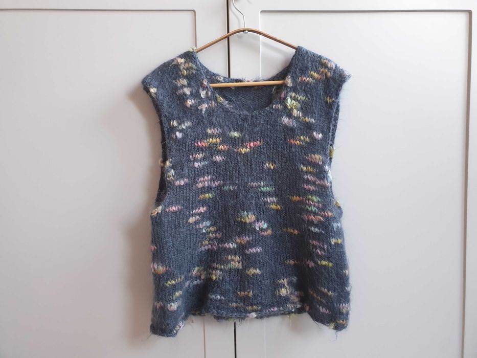Wełniana kamizelka ręcznie robiona mohair moher handmade 38 40