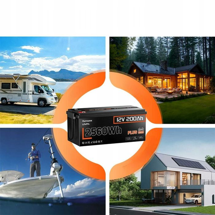 LiFePo4 Smart акумулятор Humsienk 200Ah 12V. BMS - 250A. Літій залізофосфатний акумулятор 2560Wh. Железофосфатный аккумулятор