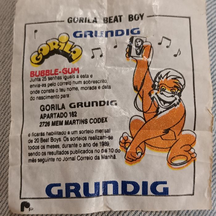 Senha Brinde pastilhas gorila 1989