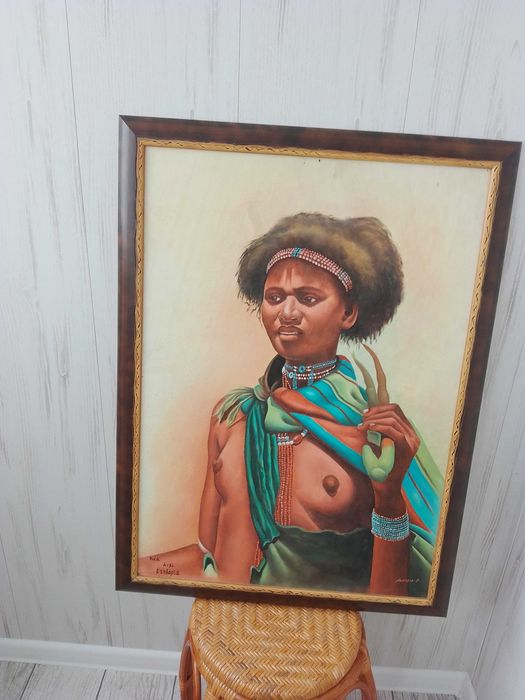 Картина на коже буйвола. Эфиопия.