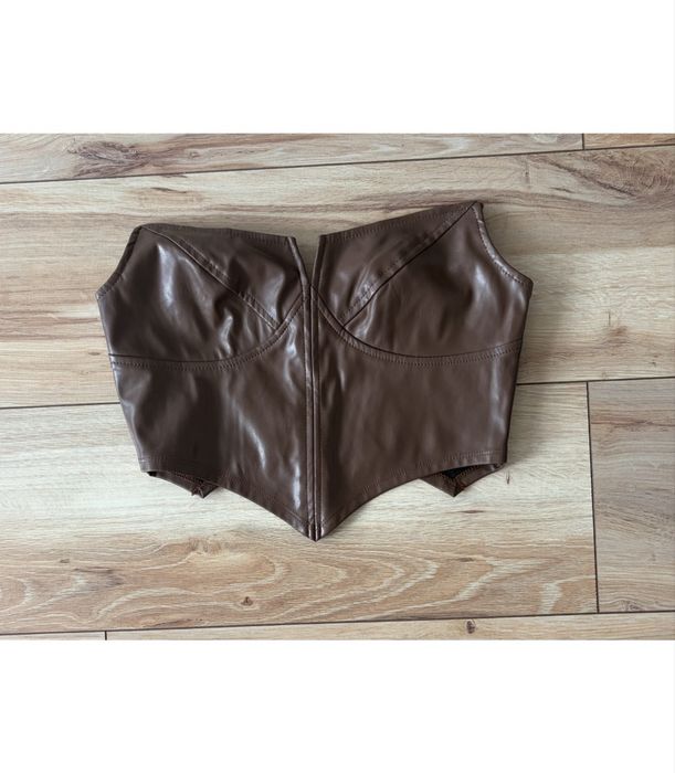 Crop top gorset skórzany