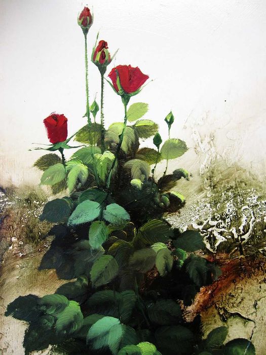 pintura em óleo sobre tela "Rosas" Original - José Barbeta "Barbera"