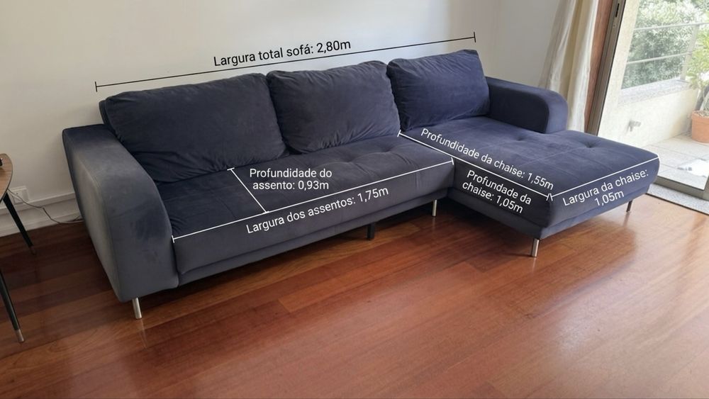 Sofá 2,80 com chaise