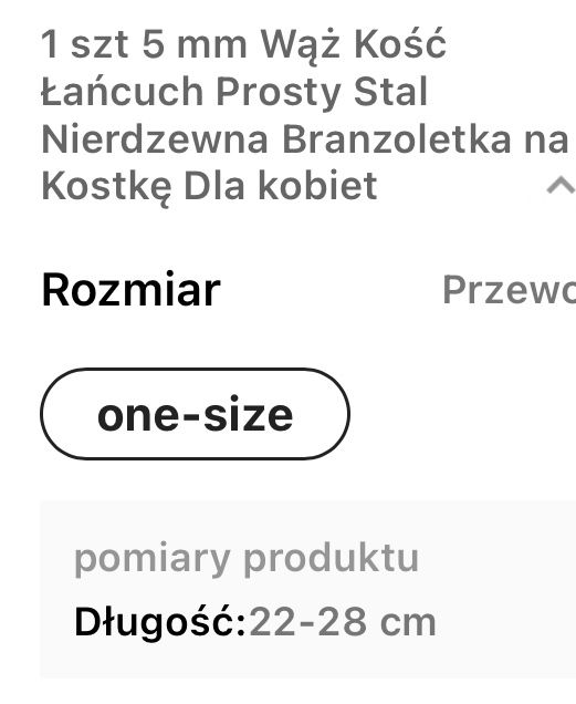 Bransoletka na noge stal nierdzewna .