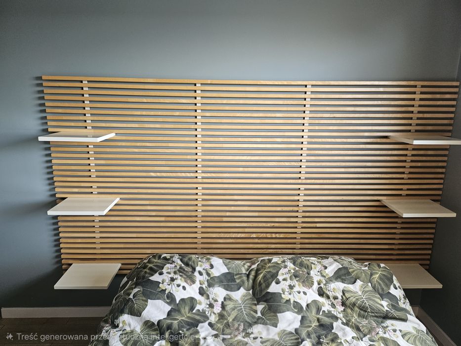 Dwa zagłowki IKEA MANDAL zagłówek 240 cm brzoza + 6 półek – lite drewno