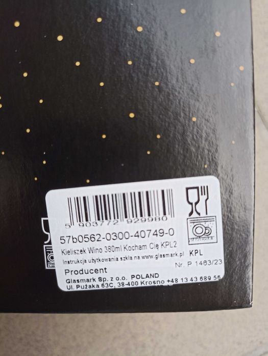 Glasmark komplet dwóch kieliszków do wina Kocham Cię 380ml