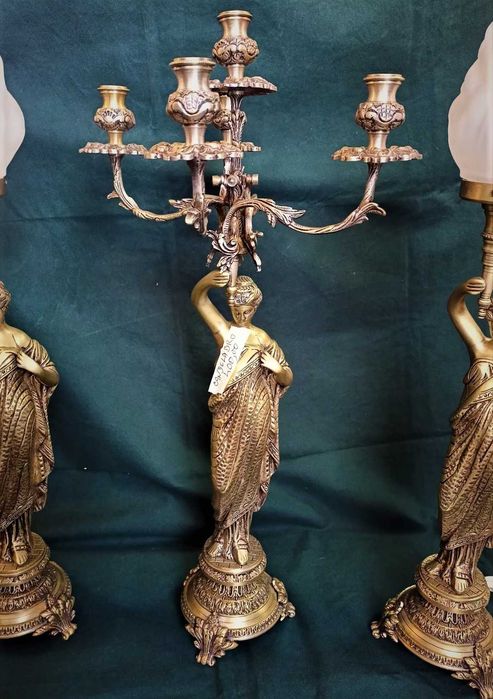 Candelabro Par Candeeiros Mesa Bronze