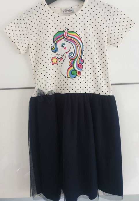 128 7-8 lat nowa sukieneczka z tiulem konik