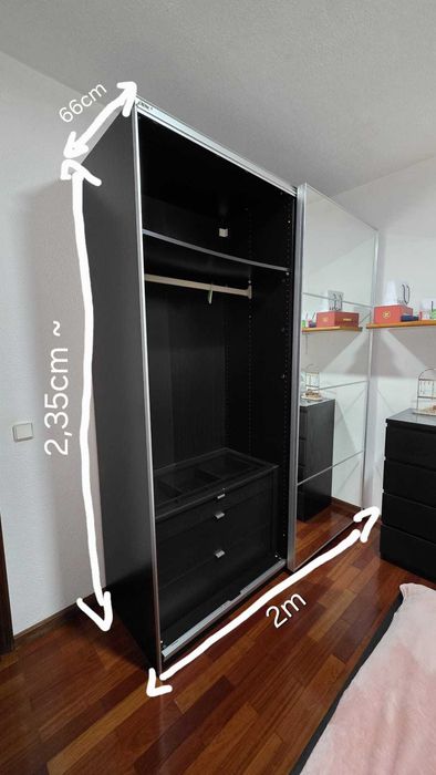 Roupeiro de duas portas com espelho + cama +  mesa da cabeceira!