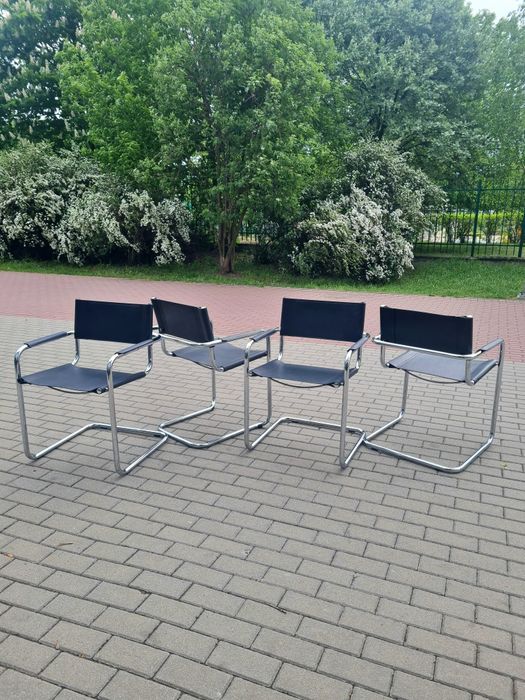 Krzesło w chromie czarne insp.proj.Mart Stam, Bauhaus mid-century