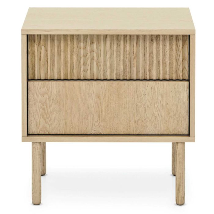 ZZ2244 - Tavo, Stolik nocny z szufladami, Dąb Cremona, ryflowany
