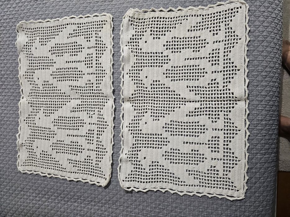 Toalhas em linho e croché