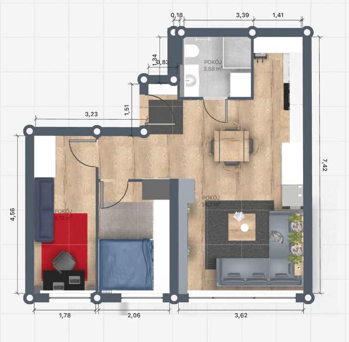 3 pokoje | 46 m² | po generalnym remoncie | klimatyzacja | dodatkowe elektryczne ogrzewanie podłogowe w łazience | Wyszków