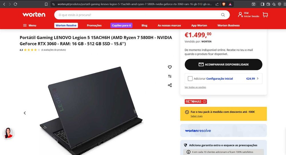 Portátil Gaming - Lenovo Legion 5 15ACH6H