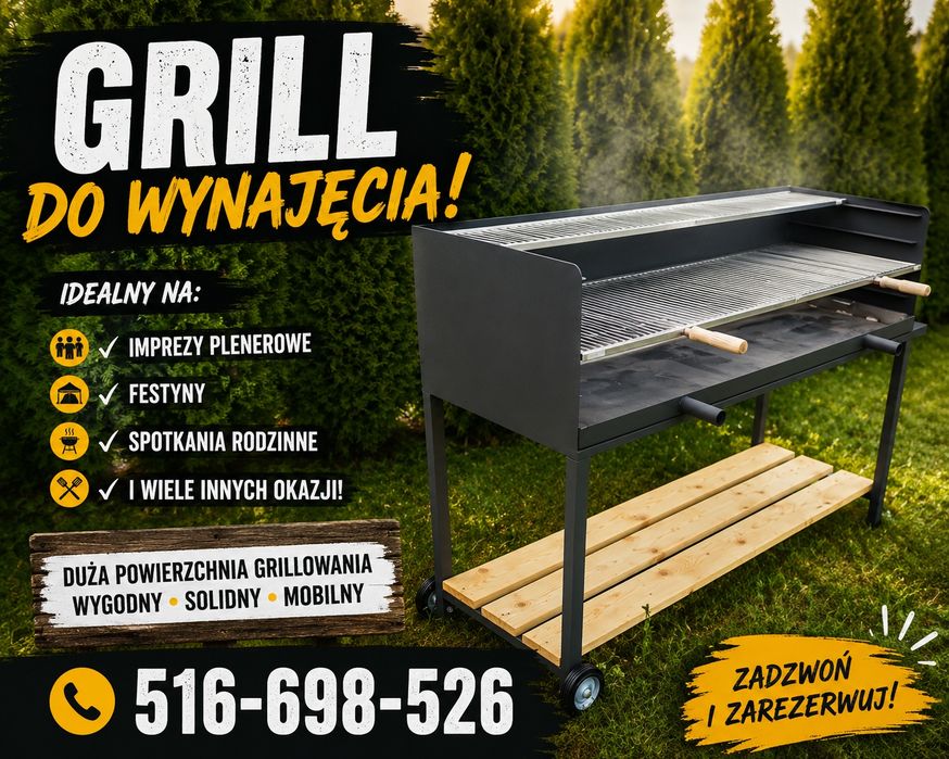 Grill do wynajęcia, duży profesjonalny grill gastronomiczny