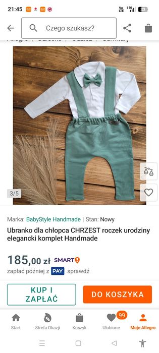 ubranko na chrzest dla chłopca