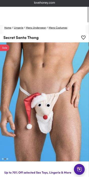 Чоловічі новорічні стрінги «Санта Клаус» Love&Honey, One Size