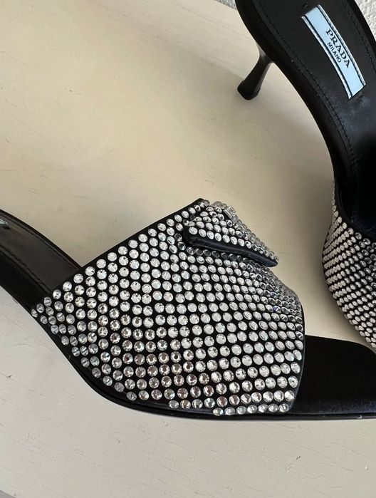 Prada Swarovski cristal mules klapki PRADA kryształki r.40