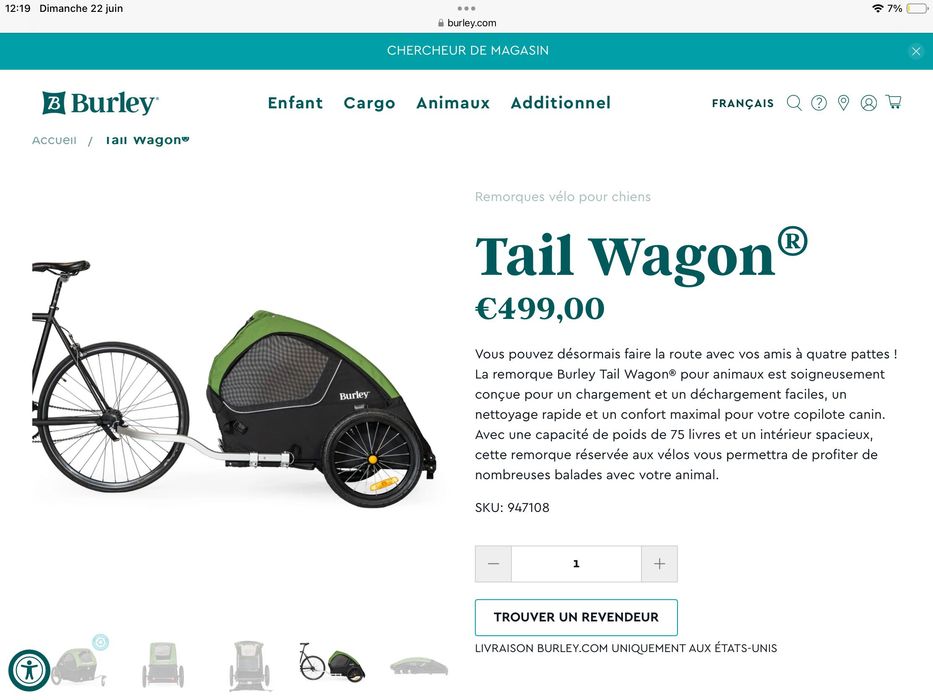 Reboque de bicicleta para cães marca Burley