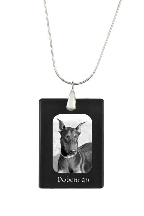 Doberman naszyjnik kryształowy z psem Art-Dog