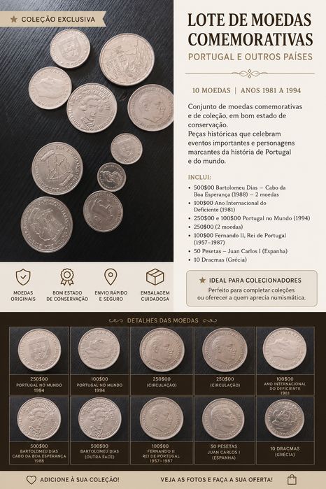Moedas antigas colecionador