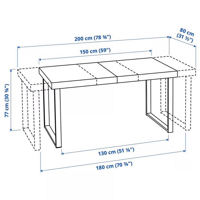 Ikea TARSELE
Ikea Tarsele Stół rozkładany,fornir/czarny, 150/200x80 cm