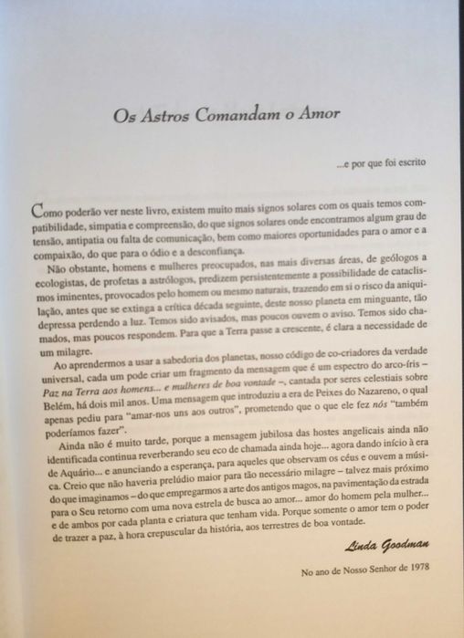 Livro "Os Astros Comandam o Amor" - Linda Goodman