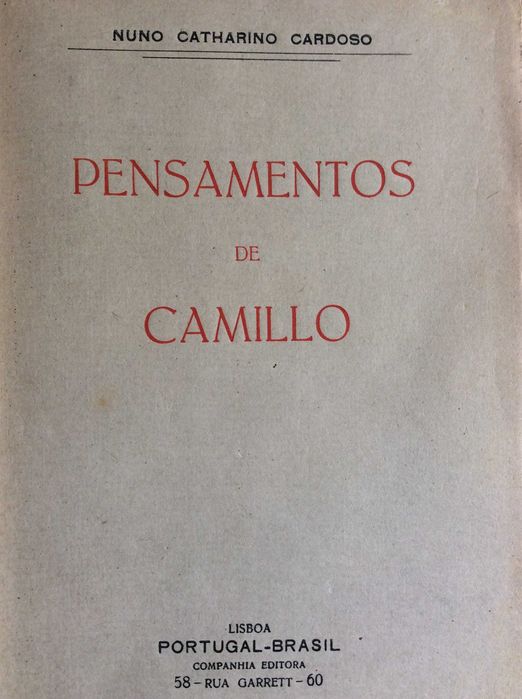 Pensamentos de Camilo. Por Nuno Catharino Cardoso. Excelente preço
