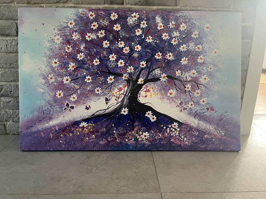 Obraz ręcznie malowany na płótnie 110x70 cm -certyfikat autentyczności
