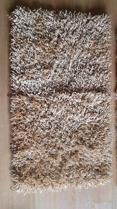 Conjunto 2 Tapetes Shagy 55x115cm cor bege