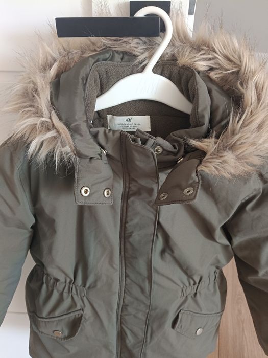 Kurtka parka zimowa khaki ocieplana HM 122/128
