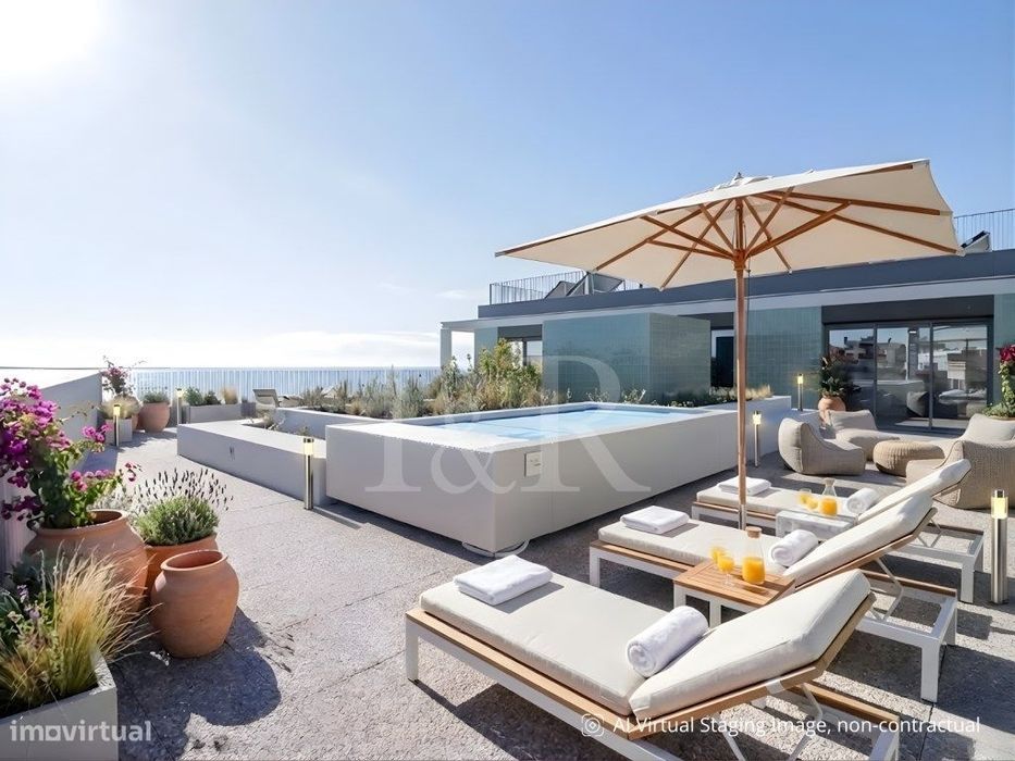 Penthouse T4+1 with Terrace, Swimming Pool, and River View in Dafundo, Oeiras