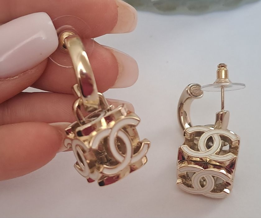 Duże, przepiękne kolczyki cc kostki Premium lv ysl