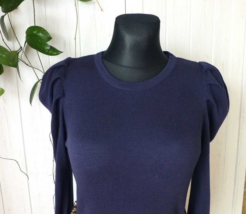 Zara granatowa dzianinowa sukienka S M