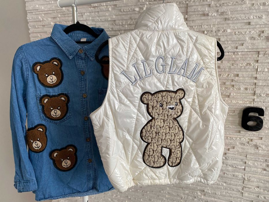 Lil Glam pikowana kamizelka - bezrękawnik z Misiem teddy bear