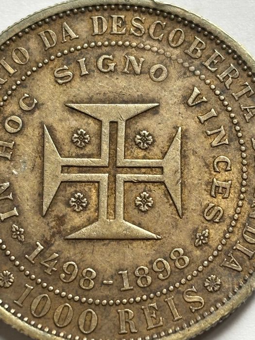 Portugal 1000 Reis 1898 Silver Coin - Vasco da Gama India Anniversary KM#539