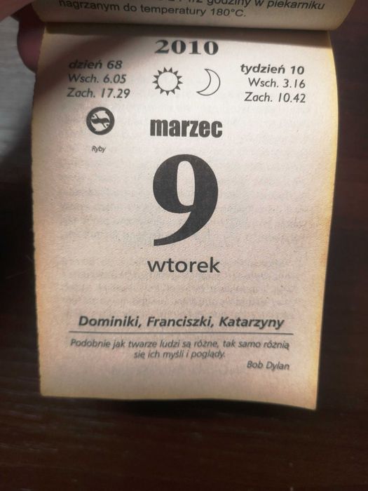 Kartka z kalendarza rok 2010