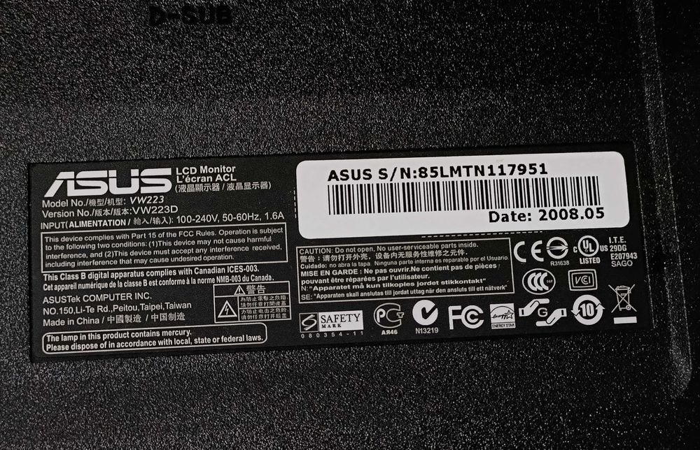 Monitor LCD ASUS VW223D