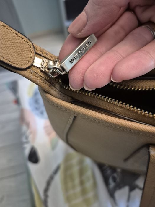 Duża torba shopper bag beżowa camel skóra wittchen