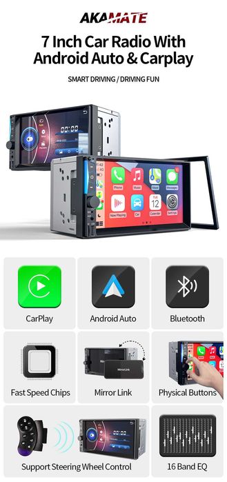 2023 - RÁDIO 7 POLEGADAS - COM CARPLAY E ANDROID AUTOMÁTICO - NOVO