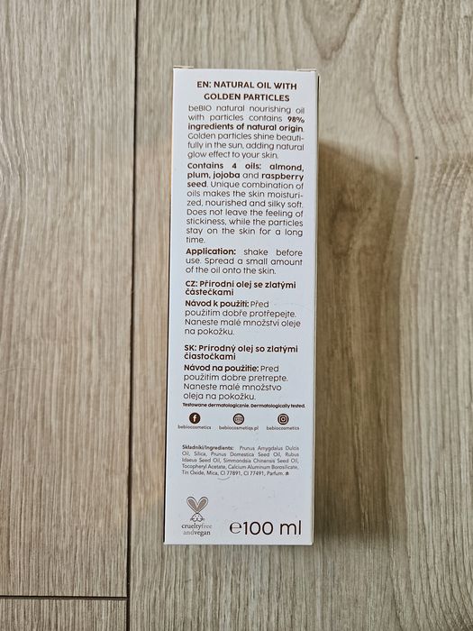BeBIO, naturalny olejek że złotymi drobinkami, Start your safe tanning
