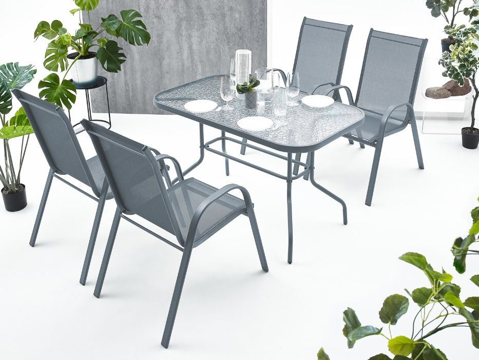Meble ogrodowe zestaw stół 4+1 na taras balkon 70 cm x 120 cm x 73 cm